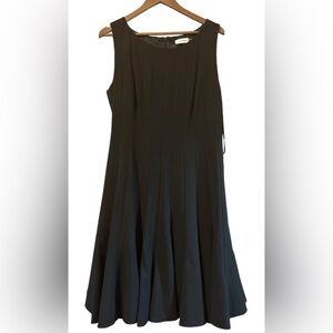 Calvin Klein Size 14 Black Ponte A Line Flare dress Swing Work/Cocktail party
